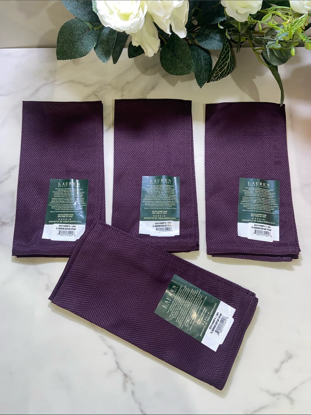 Lauren Ralph Lauren Harrison Eggplant Napkins - Set of 4